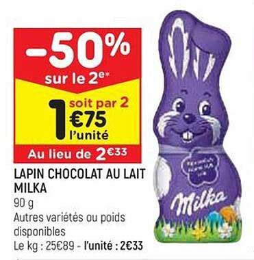 Promo Lapin Chocolat Au Lait Milka Chez Leader Price Icatalogue Fr