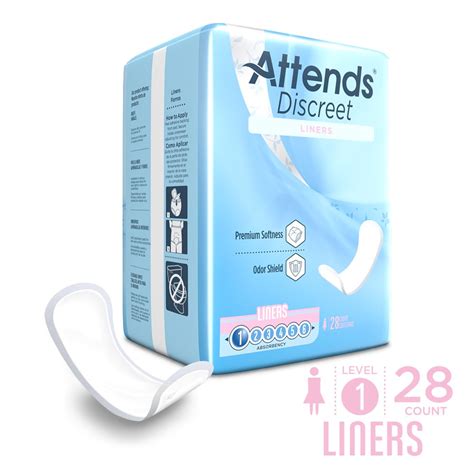 Attends Discreet Womens Panty Liners 6 Long Adult Incontinence Care