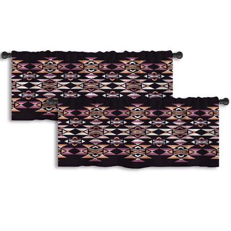 LALILO Kitchen Curtain Valance Ethnic Boho Tribal Retro Motif Rod