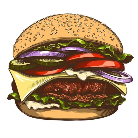 Big burger hamburguesas dibujadas a mano ilustración vectorial boceto