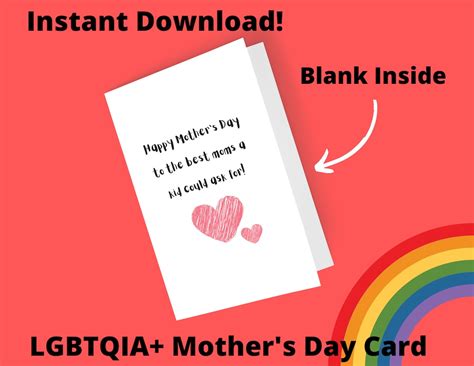 Lgbt Printable Two Moms Mothers Day Card Etsy