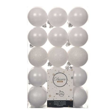 Lot de 30 boules de Noël D60 mm Alpine Blanc Boule et déco de sapin