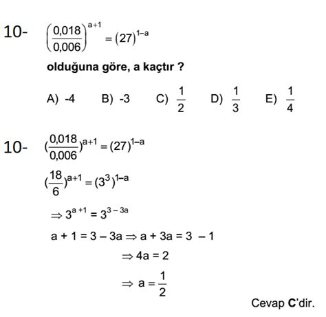 Üslü İfadeler Sınavlarda Çıkmış Çözümlü Sorular 11 →