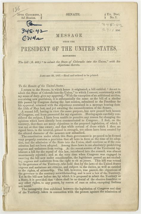 1876 - Colorado's Long Road to Statehood • Author J.v.L. BellAuthor J.v ...