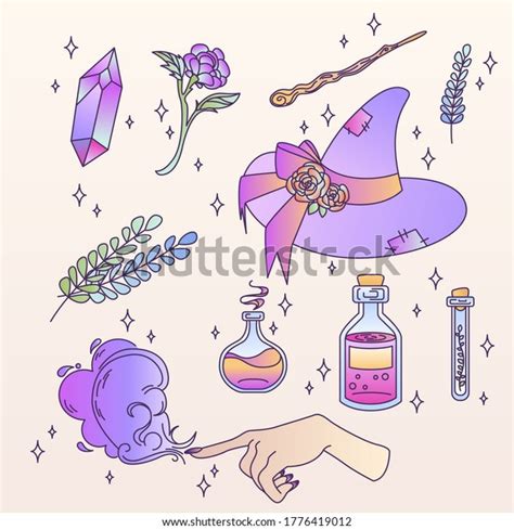 Vector Witch Magic Design Elements Set Stock Vector Royalty Free