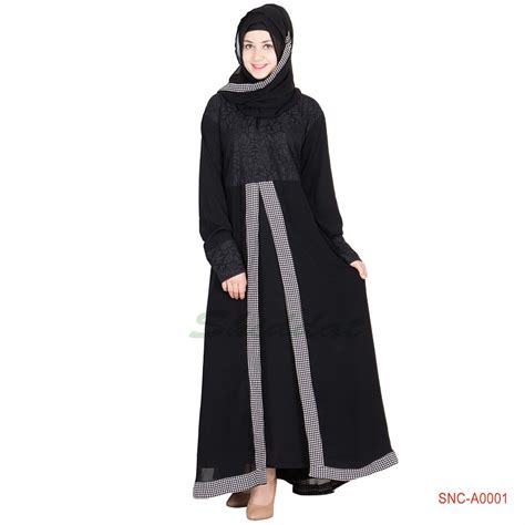 Abaya Black Colored Half Front Open Georgette Abaya Online