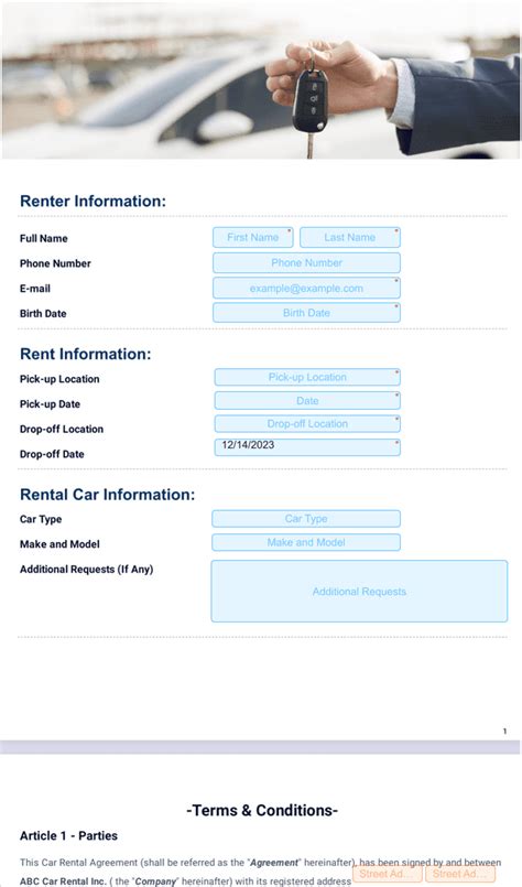 Car Rental Agreement Template Sign Templates Jotform