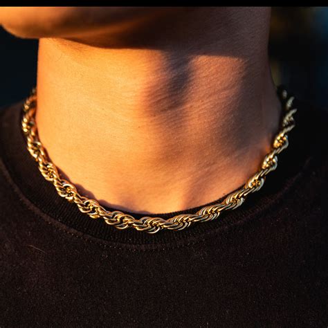 8mm Gold Rope Chain Necklace For Men Gold Kings