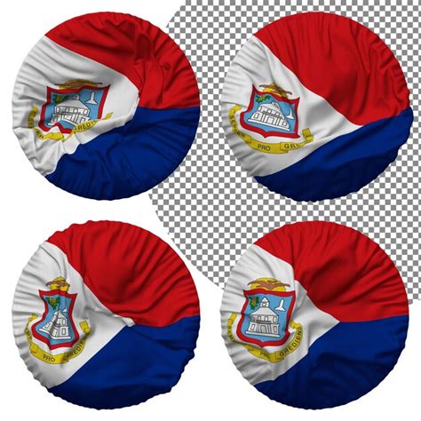 Premium Psd Sint Maarten Flag Round Shape Isolated Different Waving