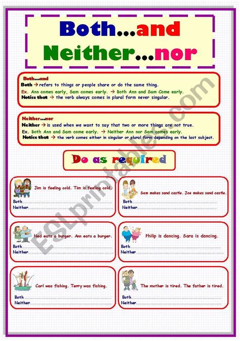 Bothand Neithernor Esl Worksheet By Mssaraq8