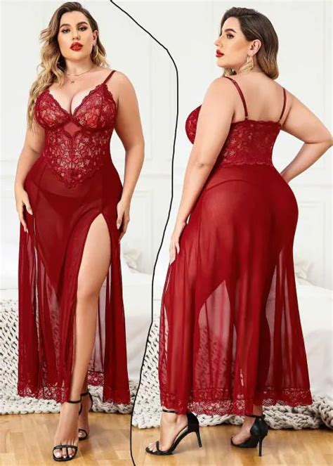 Buy Softwrap Plus Size Women Sexy Nightdress Maxi Lingerie Lace