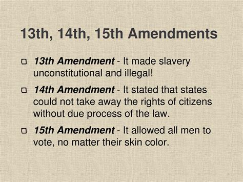 Ppt The 13th 14th And 15th Amendments Powerpoint Presentation Free