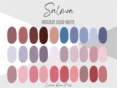 Salmon Procreate Palette Pink Color Swatches Instant Etsy