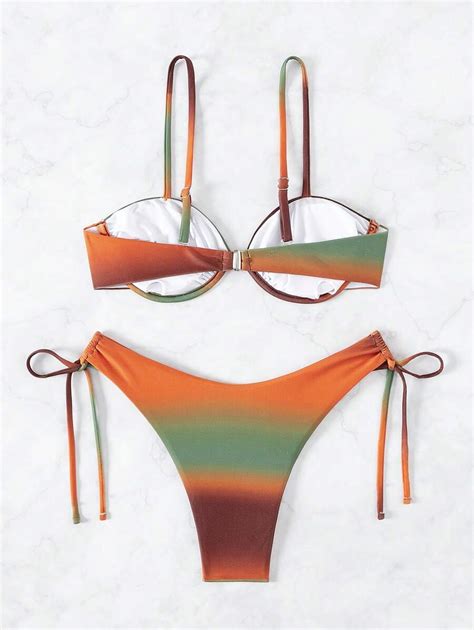 Shein Swim Vcay Ombre Push Up Tie Side Bikini Swimsuit Shein Usa