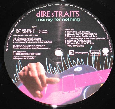 DIRE STRAITS Money for Nothing Album Cover Gallery & 12" Vinyl LP Discography Information # ...