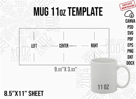 Mug 11oz Template 11 Oz Mug Template For Sublimation Full Wrap Mug 11