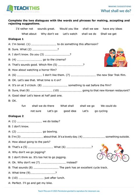 Making Suggestions ESL Activities Worksheets Role Plays Games Lessons