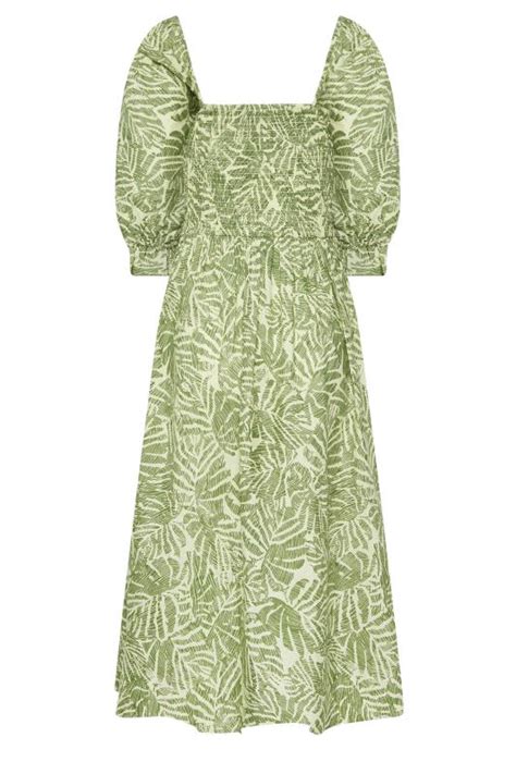 LTS Tall Womens Green Palm Leaf Print Midaxi Dress Long Tall Sally