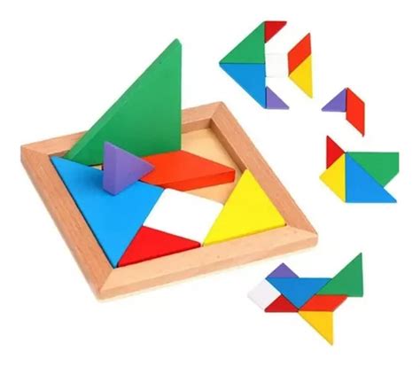 Tangram De Madera Rompecabezas 7 Piezas Didáctico Geometria en venta en