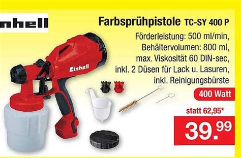 Einhell Farbsprühpistole Tc sy 400 P Angebot bei Zimmermann 1Prospekte de