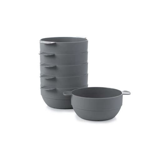 Amuse Unbreakable And Stackable Bowls 6 Pcs 169 Oz Gray Plastic