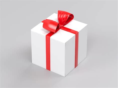 Premium Photo A White Box With A Red Ribbon On It And A Red Bow On