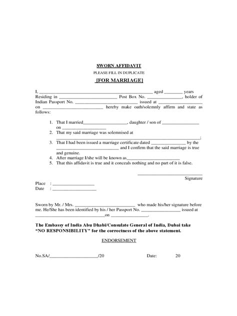 Affidavit Of Marriage Free Templates In Pdf Word Hot Sex Picture