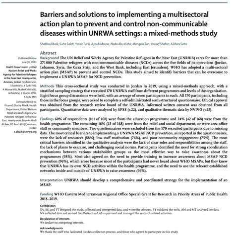 Barriers And Solutions To Implementing A Multisectoral Action Plan To