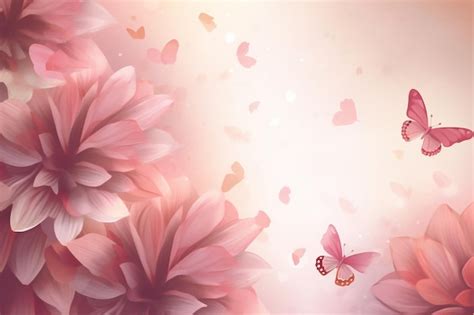 Premium Ai Image Pink Flowers With A Butterfly On The Bottom