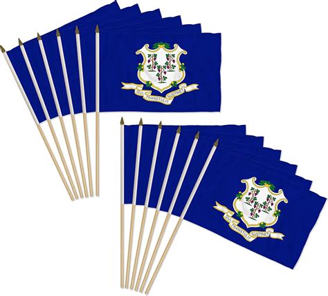 Connecticut 12x18in Stick Flag 1 Dozen Pack Office Products