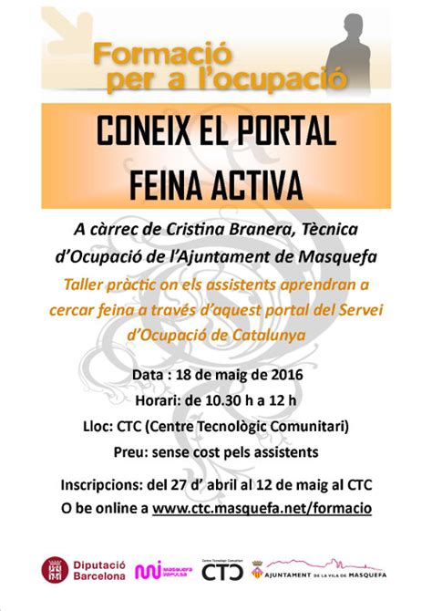 Últimes places per inscriure s al taller Coneix el portal Feina Activa