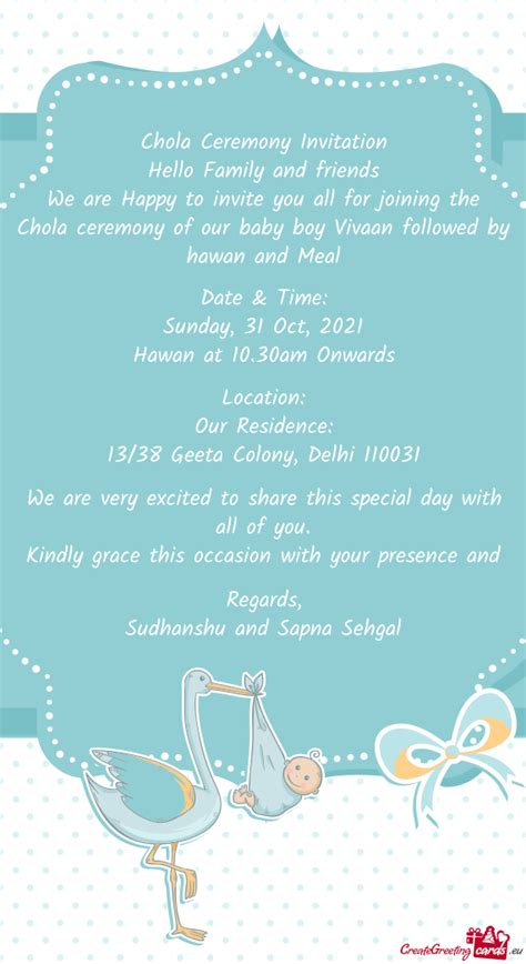 Chola Ceremony Of Our Baby Boy Vivaan Followed By Hawan And Meal Free