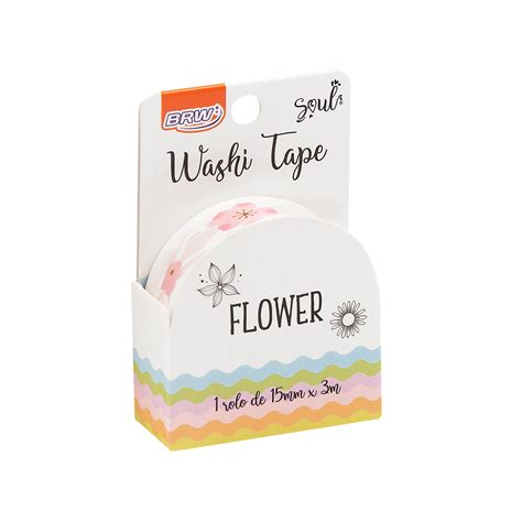 Fita Adesiva Decorada Washi Tape Flower Mm X M Brw