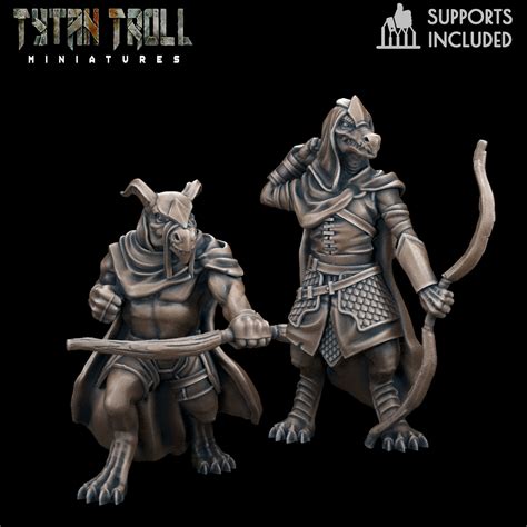 DnD Heroes Dragonborn Rangers Pre Supported 3D Model 3D Printable