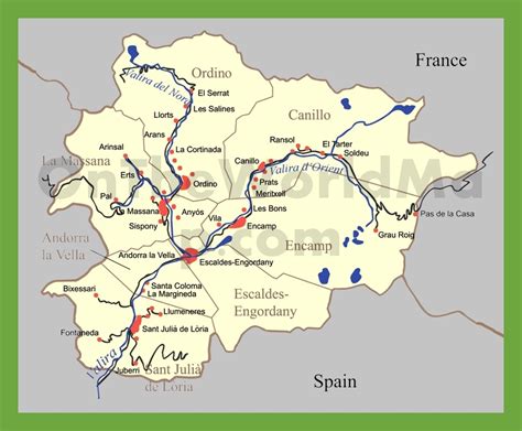 Road map of Andorra - Ontheworldmap.com