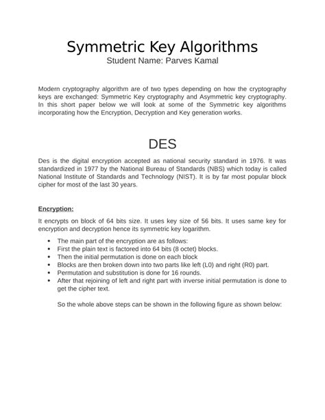 (PDF) Symmetric Key Algorithms