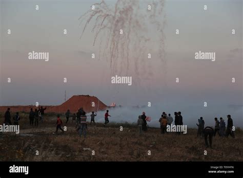 Marzo Gaza Palestina Palestina Gas Lacrimogeni Visto