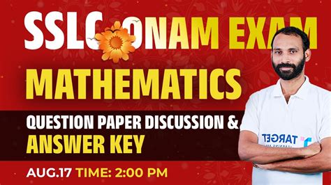 Sslc Maths Sslc Onam Exam Question Discussion Answer Key Target