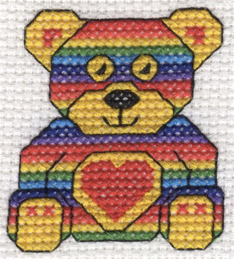 Rainbow Teddy Bear Cross Stitch Card Kit Nicky Brunger Crafts