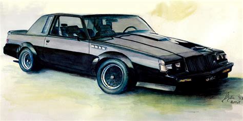 Buick Grand National Drawing Pencil Sketch Colorful Realistic Art