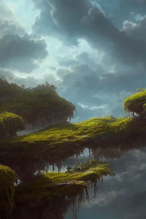 KREA Beautiful Matte Painting Fantasy Puffy Sky Matte Paining