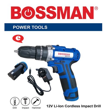 Bossman Bcd12 I Cordless Impact Hammer Drill Set Li Ion Battery