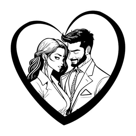 Premium Vector | Love dating celebrating in black and white cartoon illustration on white background