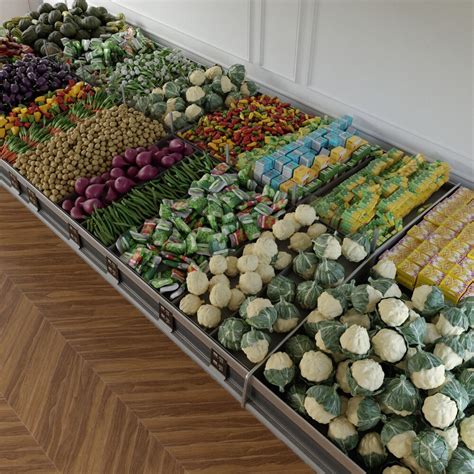 Fresh Vegetable Display Shelves Modelo 3D Descargar Commercial