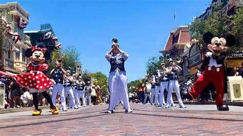 The Disneyland Band Marches Down Main Street U S A With Mickey And