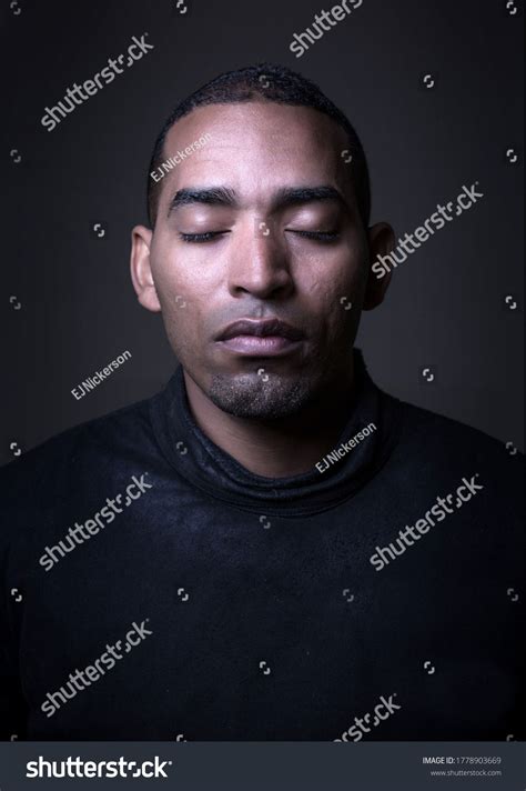 Closeup Portrait Latin Man Closed Eyes Stock Photo 1778903669