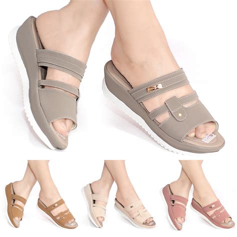 Jual Wedges Sandal Selop Cm Terbaru Kekinian Murah Kulit Karet Sendal