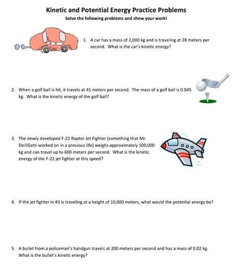 Solved Kinetic And Potential Energy Practice Problems Solve