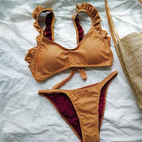 Yellow Bikini Set 2018 Sexy Bikinis Swimwear Swimsuit High Cut Bathing