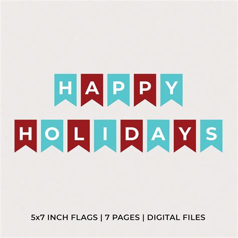 Happy Holidays Banner, Printable Banner, Party, Favors, Digital Banner ...